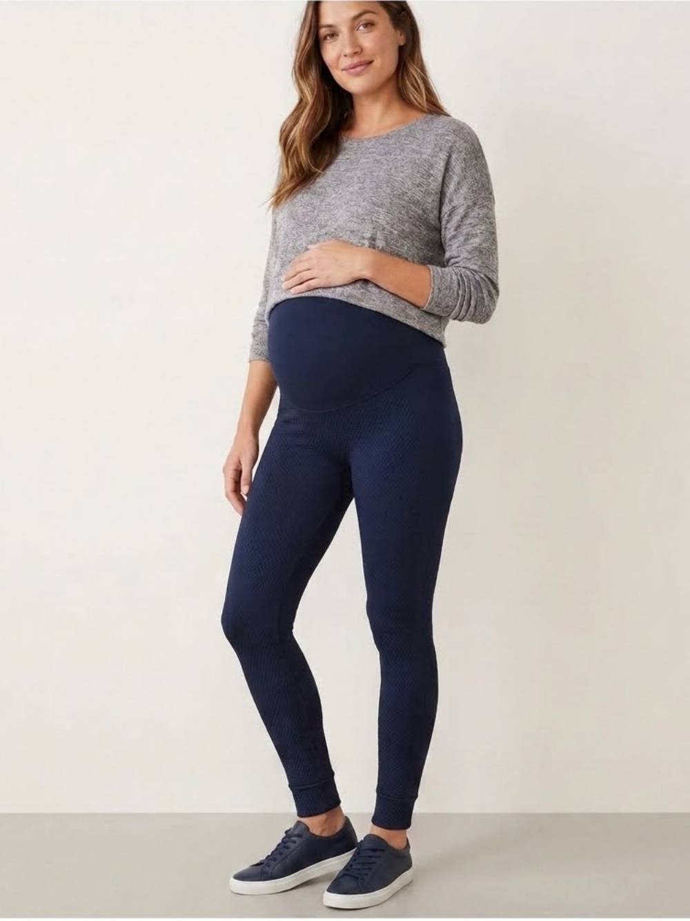 NUX Maternity Navy Leggings NWOT size Large